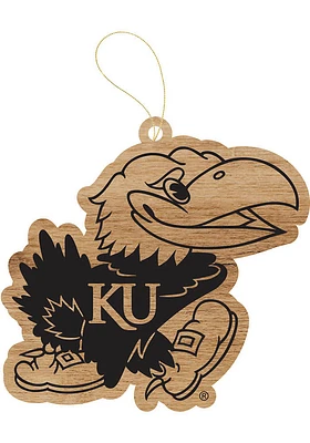 Kansas Jayhawks Wood Ornament - Brown