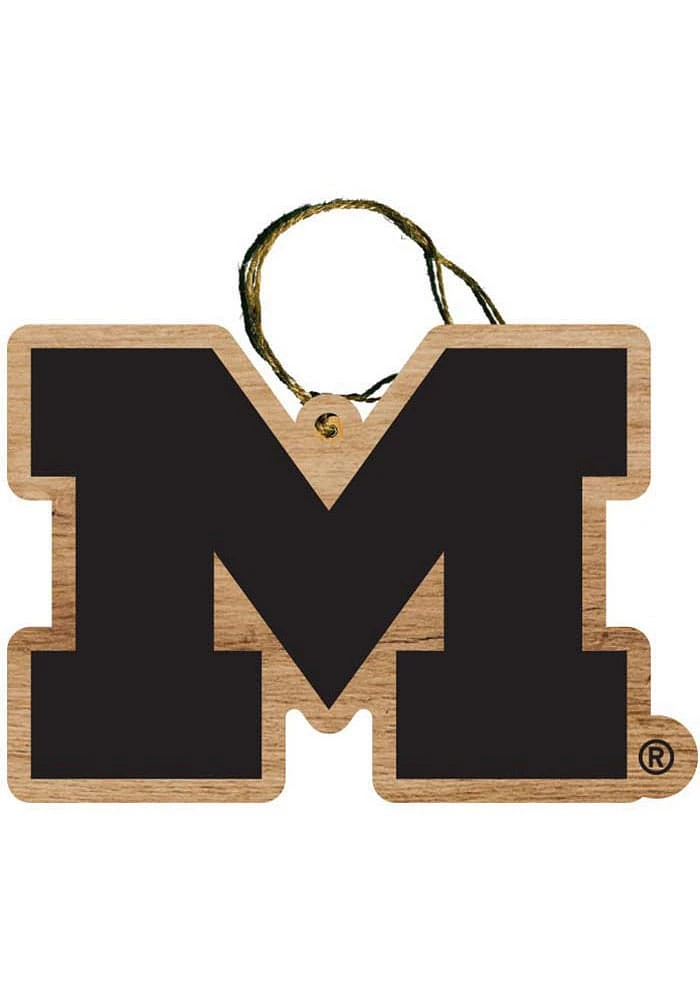 Michigan Wolverines Wood Ornament - Brown