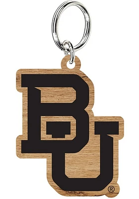 Baylor Bears Wood Keychain - Brown