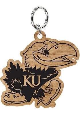Kansas Jayhawks Wood Keychain - Brown