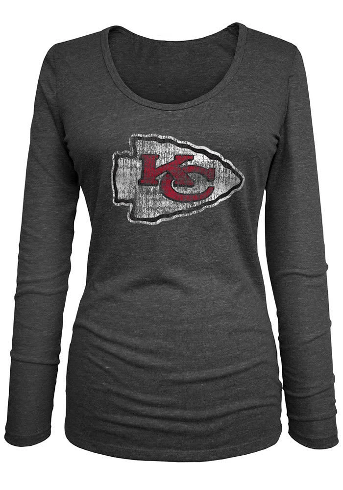 New Era Kansas City Chiefs Womens Black Triblend LS Tee