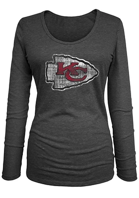 New Era Kansas City Chiefs Womens Black Triblend LS Tee