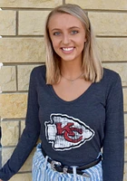 New Era Kansas City Chiefs Womens Black Triblend LS Tee