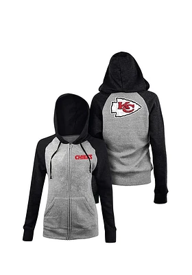 New Era Kansas City Chiefs Womens Grey Raglan Long Sleeve Full Zip Jacket