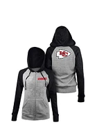 New Era Kansas City Chiefs Womens Grey Raglan Long Sleeve Full Zip Jacket
