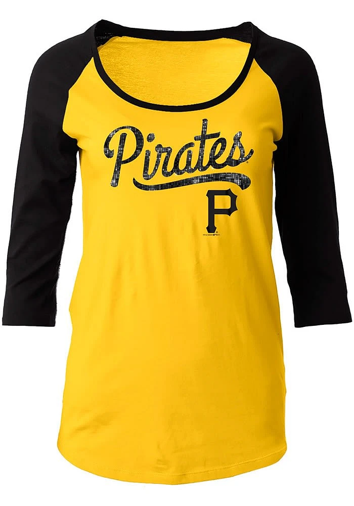 New Era Pittsburgh Pirates Womens Gold Athletic LS Tee