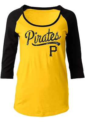New Era Pittsburgh Pirates Womens Gold Athletic LS Tee