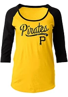 New Era Pittsburgh Pirates Womens Gold Athletic LS Tee