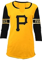New Era Pittsburgh Pirates Womens Gold Slub LS Tee