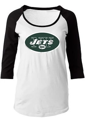New Era York Jets Womens White Primary Logo LS Tee
