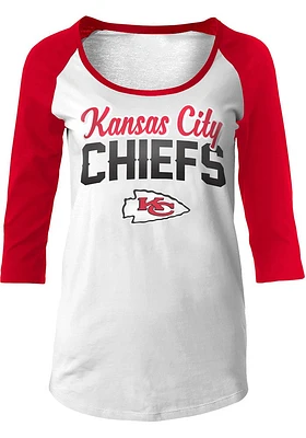 New Era Kansas City Chiefs Womens White Raglan Style LS Tee