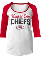 New Era Kansas City Chiefs Womens White Raglan Style LS Tee