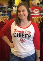 New Era Kansas City Chiefs Womens White Raglan Style LS Tee