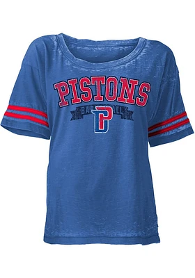 New Era Detroit Pistons Womens Blue Washes Short Sleeve T-Shirt