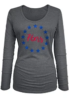 New Era Philadelphia 76ers Womens Grey Triblend LS Tee
