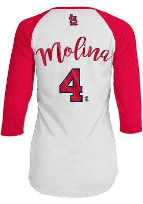 Yadier Molina St Louis Cardinals Womens White Baby Jersey Long Sleeve Player T Shirt