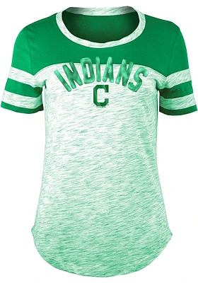 New Era Cleveland Guardians Womens Kelly Green Space Dye St. Pats Day Short Sleeve T-Shirt