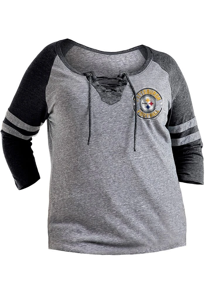 New Era Pittsburgh Steelers Womens Charcoal Triblend LS Tee