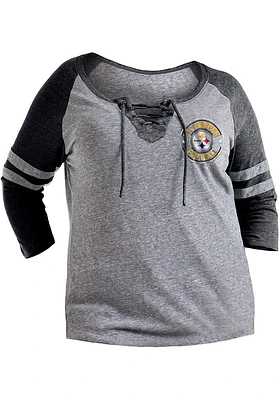 New Era Pittsburgh Steelers Womens Charcoal Triblend LS Tee