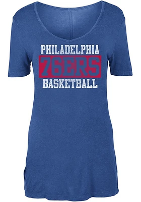 New Era Philadelphia 76ers Womens Blue Washes Short Sleeve T-Shirt