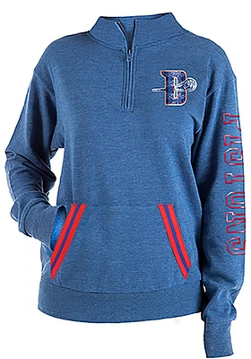 New Era Detroit Pistons Womens Blue Triblend Sequin Qtr Zip