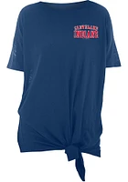 New Era Cleveland Guardians Womens Navy Blue Slub Side Tie Short Sleeve T-Shirt