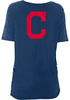 New Era Cleveland Guardians Womens Navy Blue Slub Side Tie Short Sleeve T-Shirt