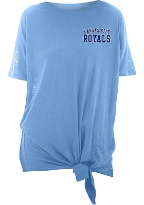 New Era Kansas City Royals Womens Light Blue Slub Side Tie Short Sleeve T-Shirt