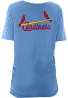 New Era St Louis Cardinals Womens Light Blue Slub Side Tie Short Sleeve T-Shirt