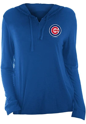 New Era Chicago Cubs Womens Blue Slub Half Zip Hooded Sweatshirt
