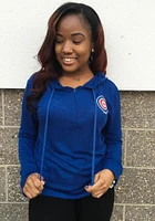 New Era Chicago Cubs Womens Blue Slub Half Zip Hooded Sweatshirt