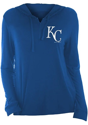 New Era Kansas City Royals Womens Light Blue Slub Half Zip Hooded Sweatshirt