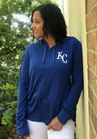New Era Kansas City Royals Womens Light Blue Slub Half Zip Hooded Sweatshirt