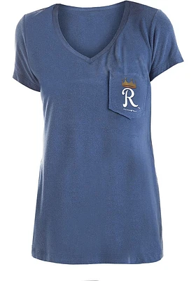 New Era Kansas City Royals Womens Blue Pigment Dye Wash Pocket Short Sleeve T-Shirt