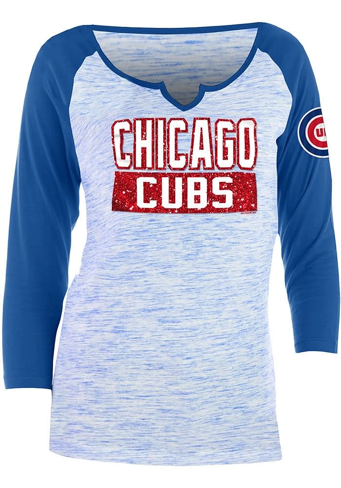 New Era Chicago Cubs Womens Blue Novelty Space Dye Raglan LS Tee
