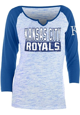 New Era Kansas City Royals Womens Blue Novelty Space Dye Raglan LS Tee