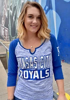 New Era Kansas City Royals Womens Blue Novelty Space Dye Raglan LS Tee