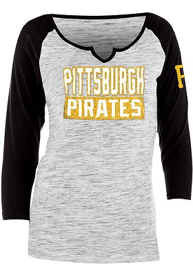 New Era Pittsburgh Pirates Womens Black Novelty Space Dye Raglan LS Tee