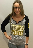 New Era Pittsburgh Pirates Womens Black Novelty Space Dye Raglan LS Tee