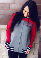 New Era St Louis Cardinals Womens Grey Opening Night French Terry Long Sleeve Full Zip Jacket
