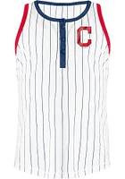 New Era Cleveland Guardians Girls White Glitter Fan Short Sleeve Tank Top