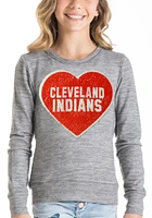 New Era Cleveland Guardians Girls Grey Flip Sequin Heart Long Sleeve Sweatshirt