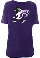 New Era K-State Wildcats Womens Purple Slub Side Tie Short Sleeve T-Shirt