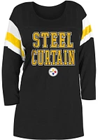 New Era Pittsburgh Steelers Womens Black Slub LS Tee