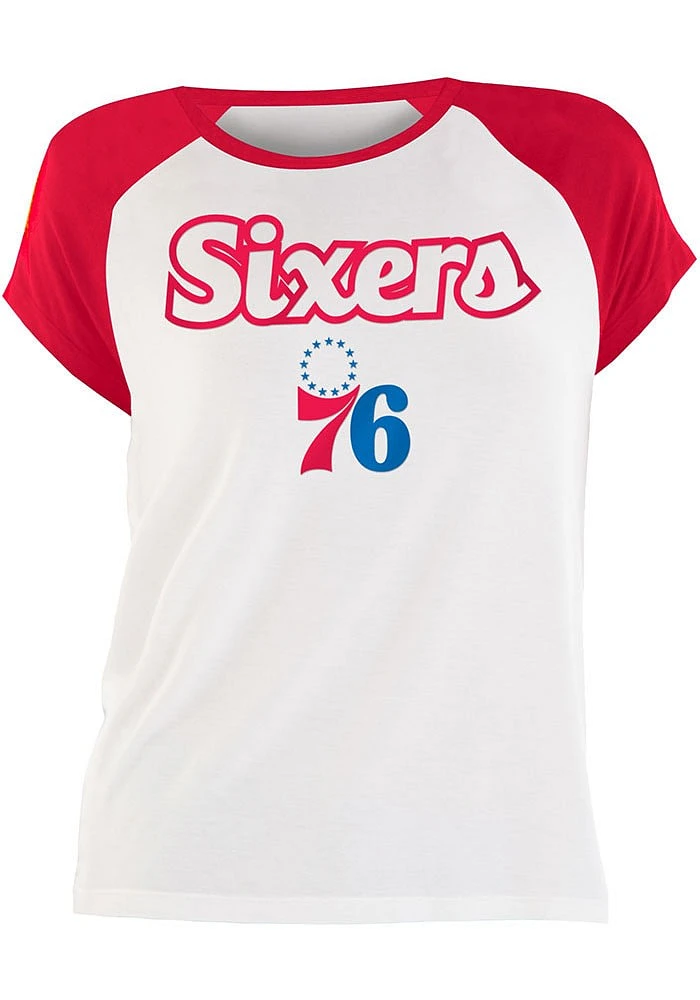 Joel Embiid Philadelphia 76ers Womens White Rayon Raglan Crew Player T-Shirt