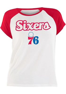 Joel Embiid Philadelphia 76ers Womens White Rayon Raglan Crew Player T-Shirt