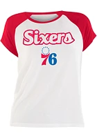 Joel Embiid Philadelphia 76ers Womens White Rayon Raglan Crew Player T-Shirt
