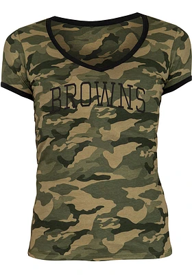 New Era Cleveland Browns Womens Green Camo Short Sleeve T-Shirt