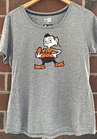 Brownie  New Era Cleveland Browns Womens Grey Contemporary Throwback T-Shirt