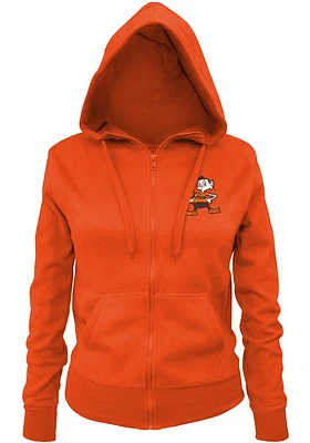 Brownie  New Era Cleveland Browns Womens Orange Primary Logo Brushed Fleece Long Sleeve Full Zip J..